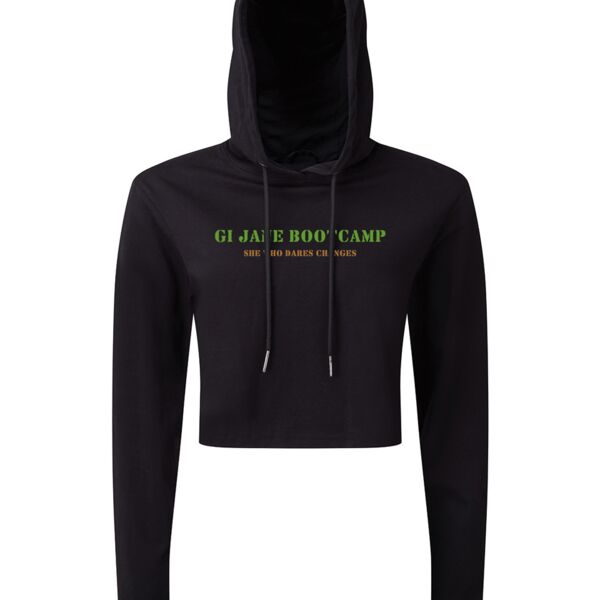 Women's Cropped Hooded Long Sleeve T-Shirt Thumbnail