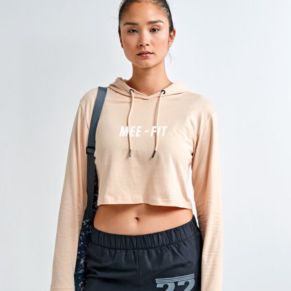 Women's Cropped Hooded Long Sleeve T-Shirt Thumbnail