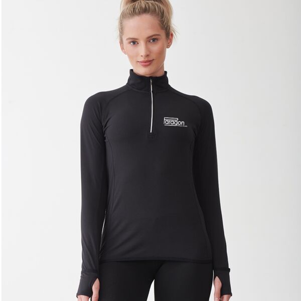 Ladies Long Sleeve Zip Neck Performance Top Thumbnail