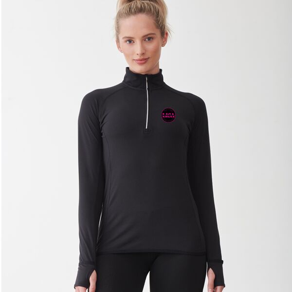 Ladies Long Sleeve Zip Neck Performance Top Thumbnail