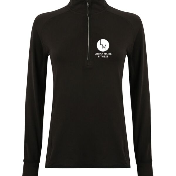 Ladies Long Sleeve Zip Neck Performance Top Thumbnail