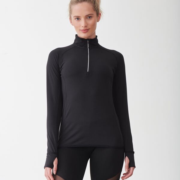 Ladies Long Sleeve Zip Neck Performance Top Thumbnail